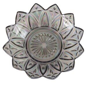 VTG Federal Glass Petal Star Carnival Glass Bowl Iridescent 5.5" MCM Candy Dish